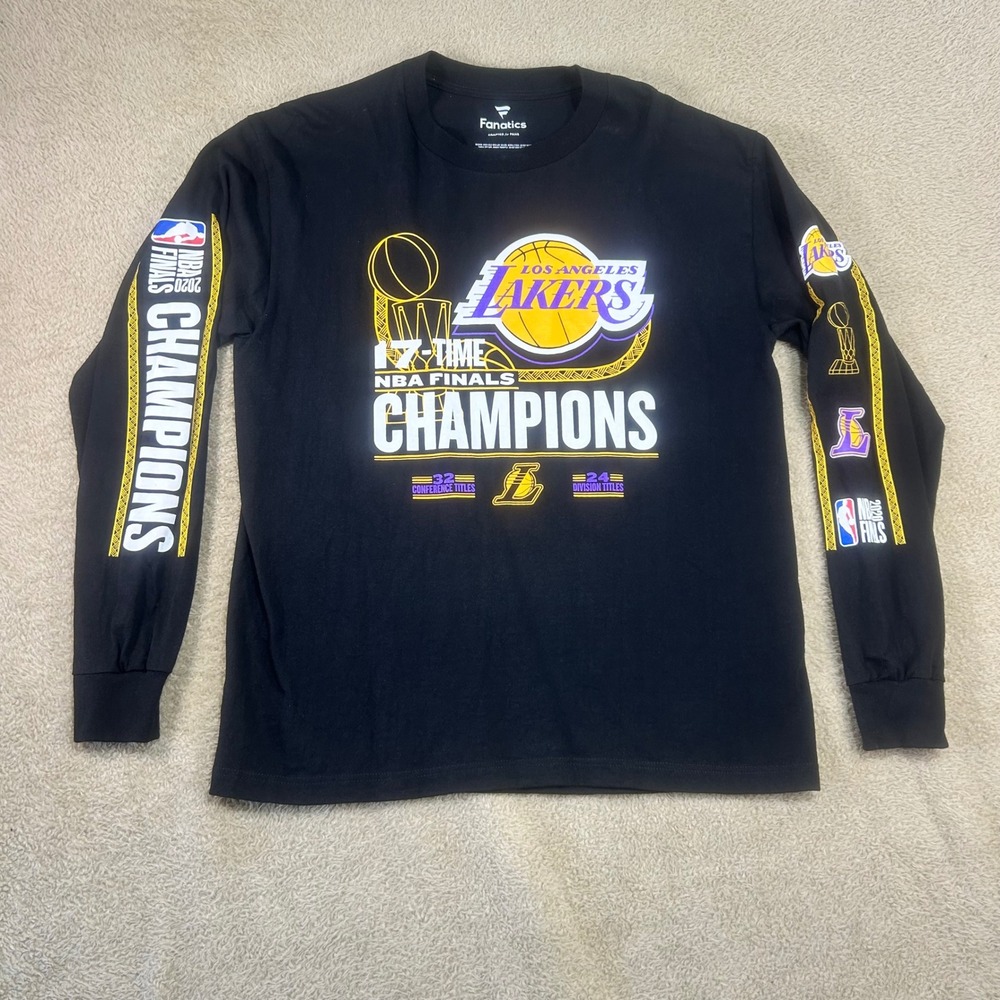 Fanatics Large Los Angeles Lakers 17 Time NBA Finals Champion Black Long Sleeve